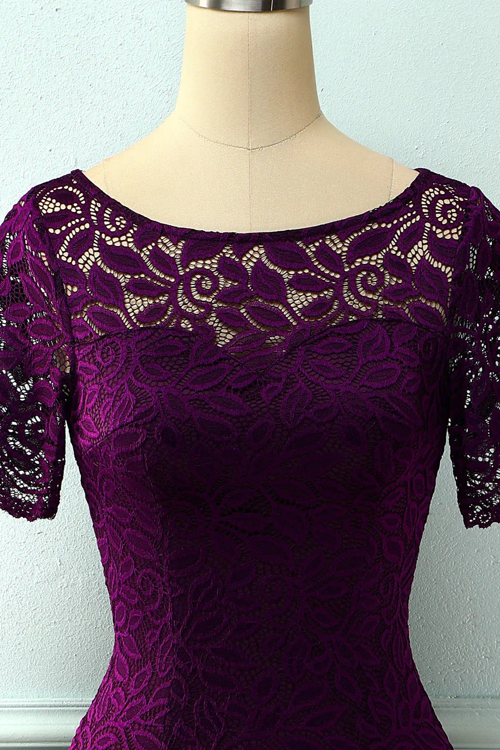 Grape Bodycon Lace Dress Mother of Bride Dress