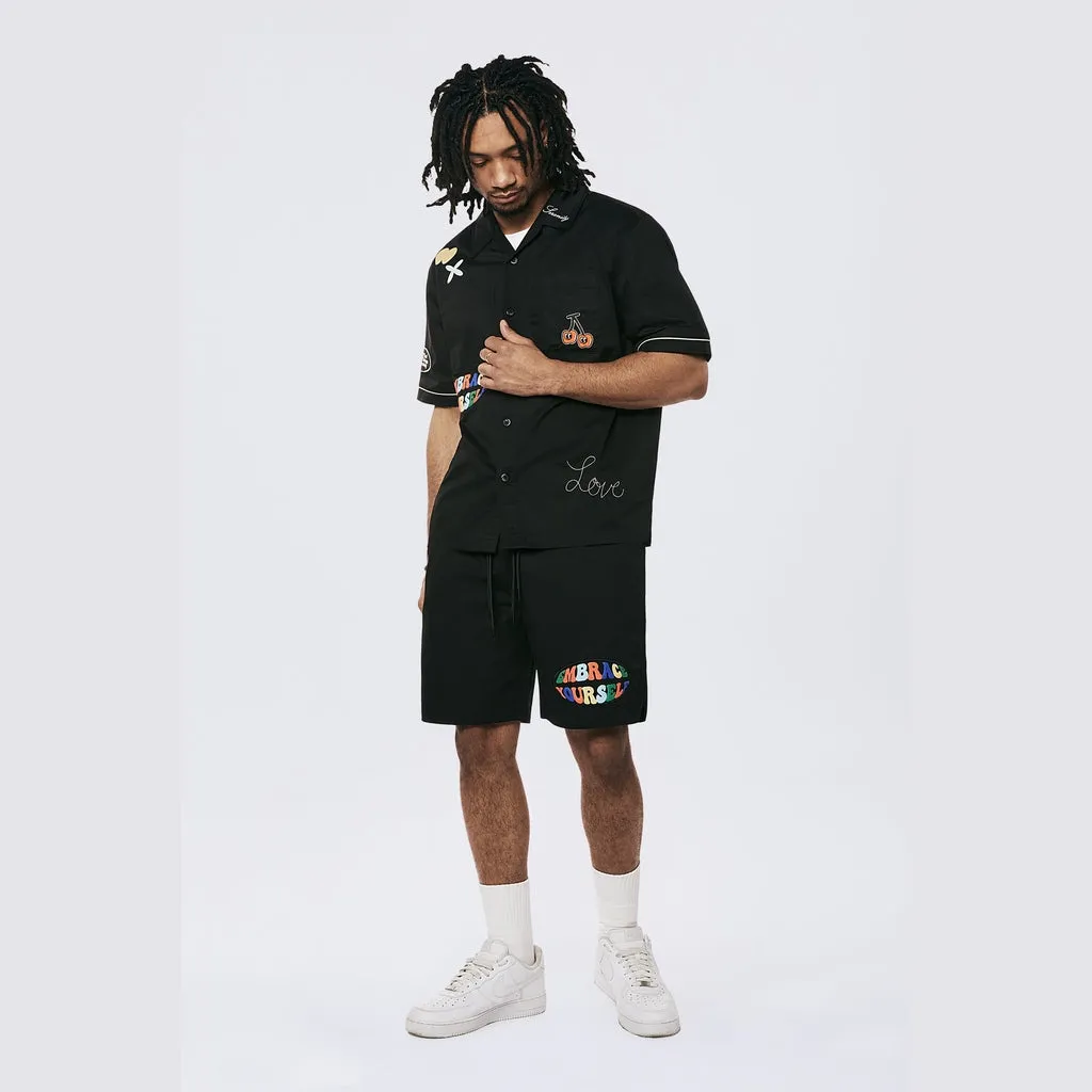 Graphic Heavy Textured Twill Shirt - Black