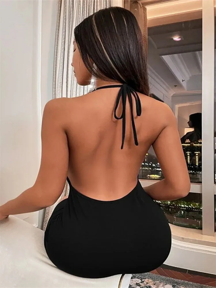 Halter Sleeveless Backless Mini Dress