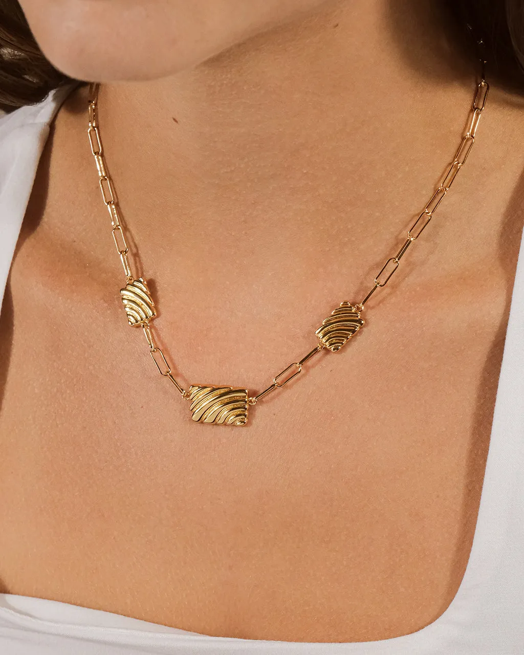 Haydée Triple Textured Charm Necklace