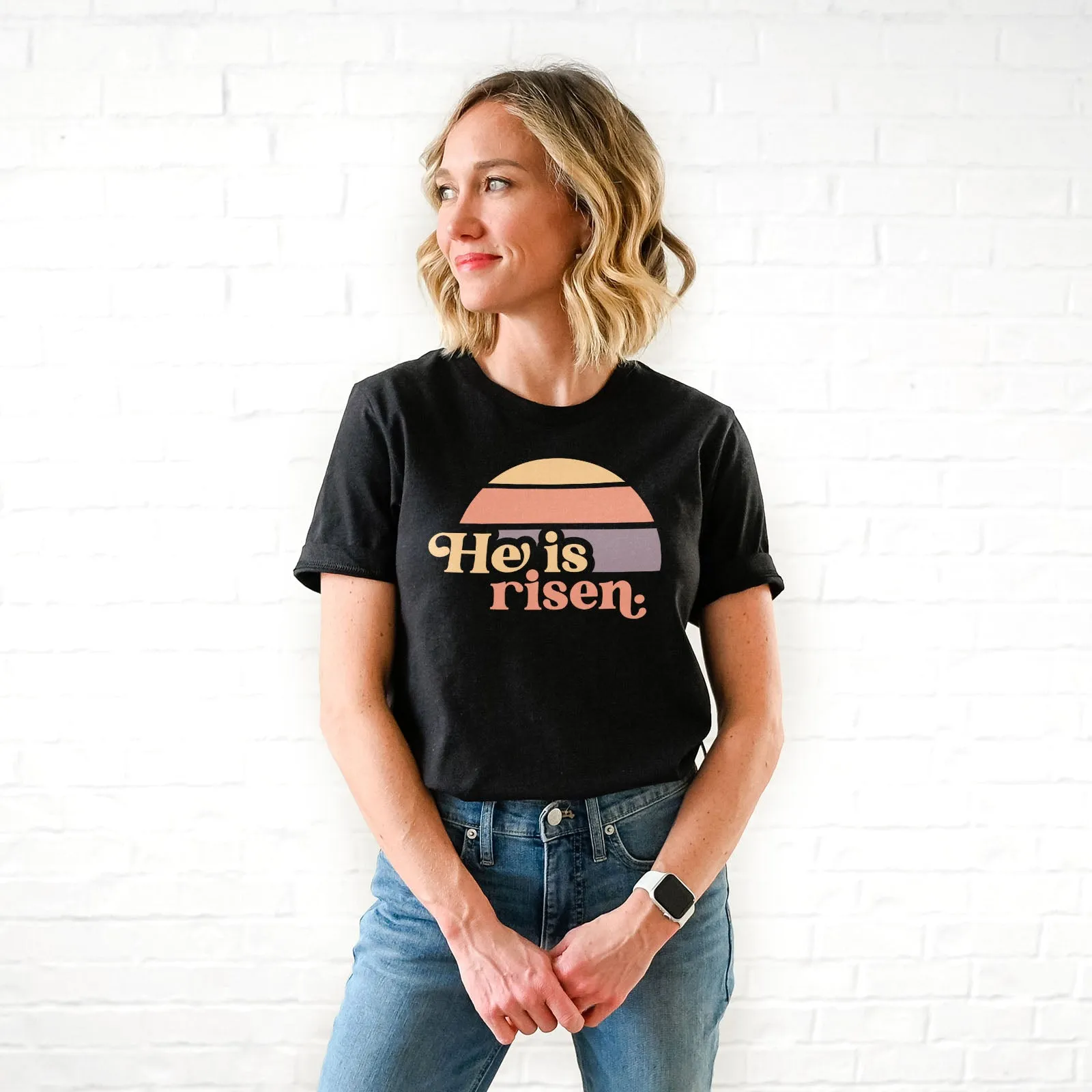 He is Risen Retro Sunset Tee