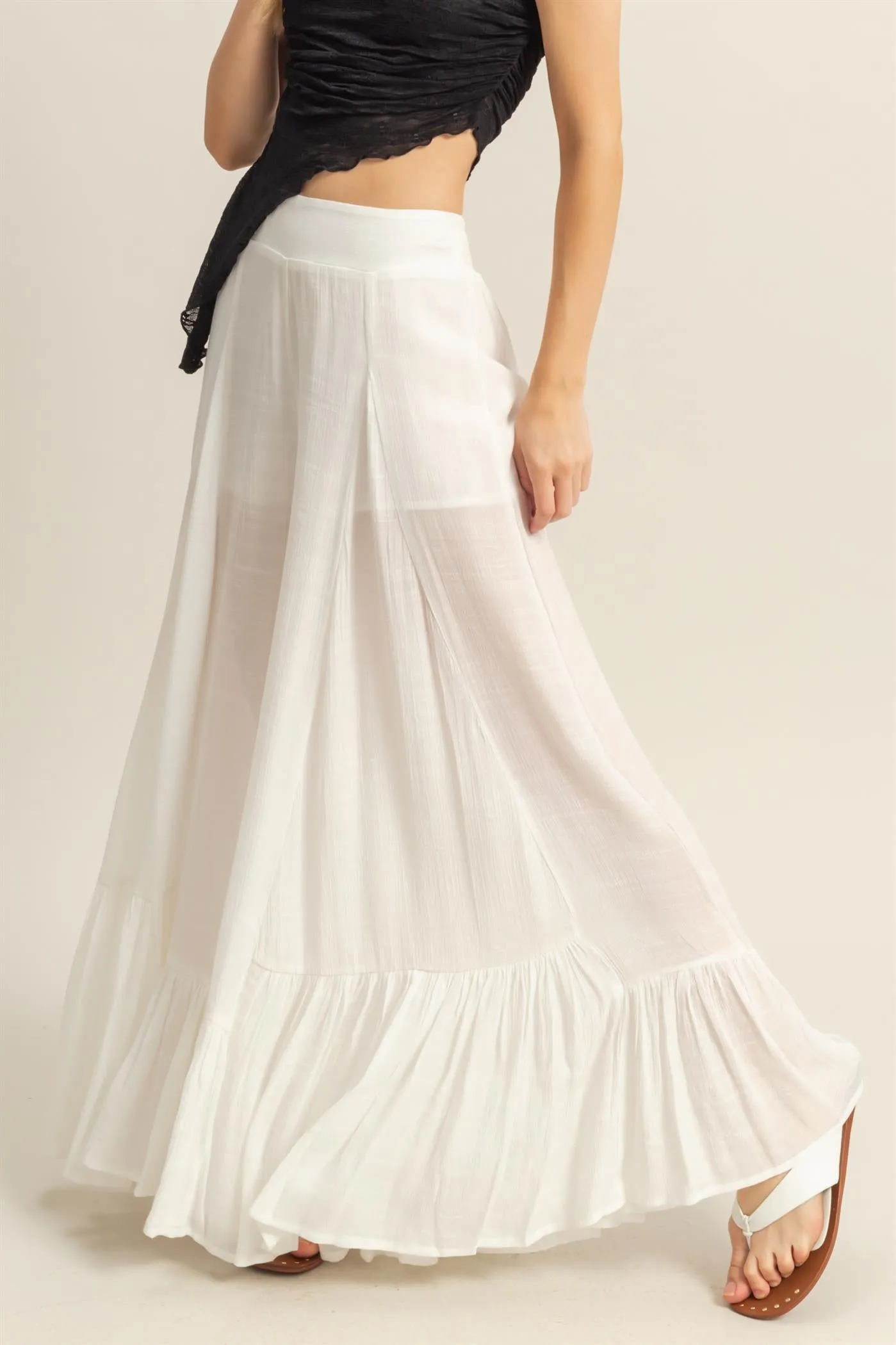 HF25A842-High-Waist Ruffle Flared Wide Leg Pants