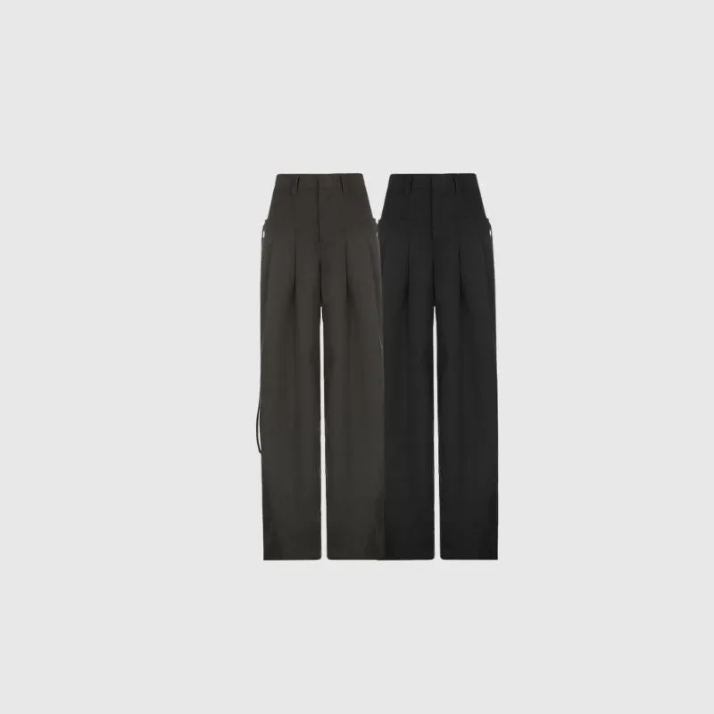 High Waist Pleated Lace-up Yamamoto Pants