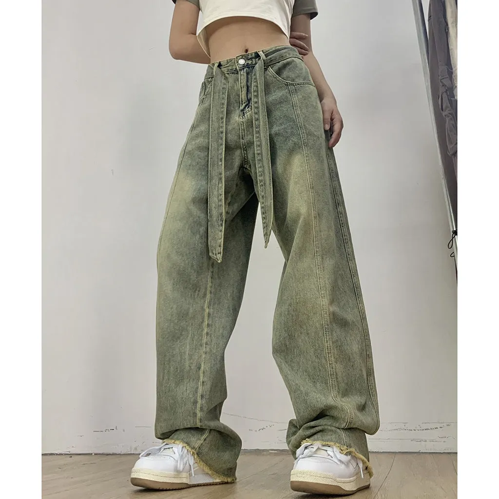 High Waist Straight Leg Wide Leg Jeans