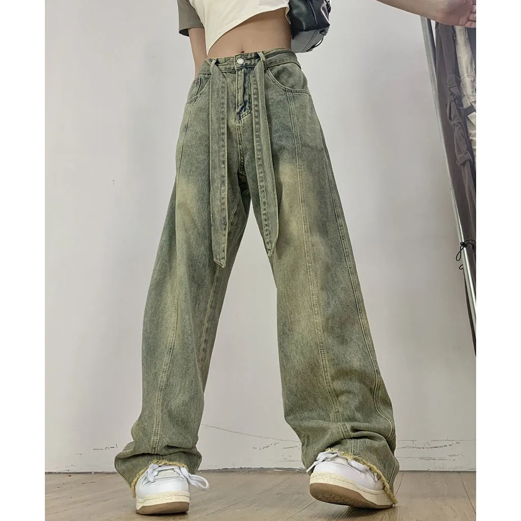 High Waist Straight Leg Wide Leg Jeans