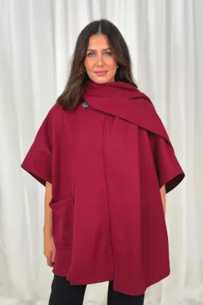 Indie Cape With Scarf In Bordeaux