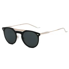 INDIO | Retro Mirrored Brow-Bar Design Circle Round Fashion Sunglasses