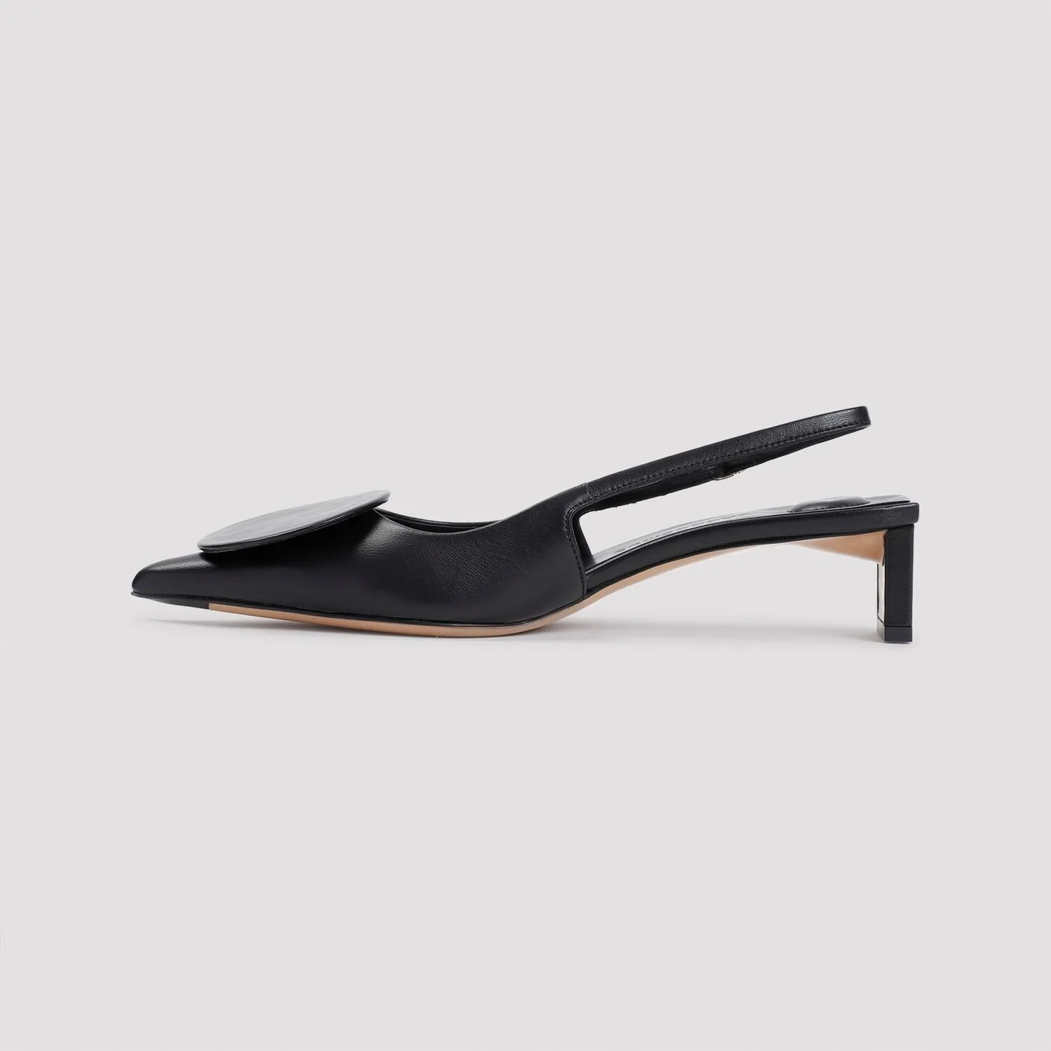 JACQUEMUS Elegant Duelo B Leather Slingback Pumps with 2 Inch Heel