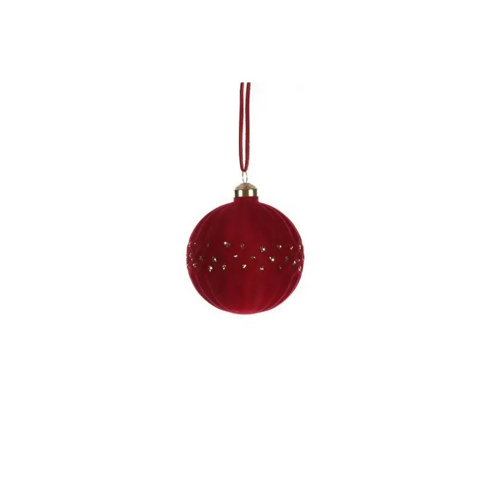 Jingles 8cm Red Soft Textured Glass Bauble