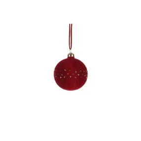 Jingles 8cm Red Soft Textured Glass Bauble