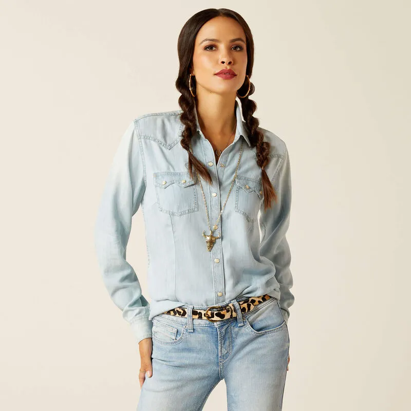 Ladies Ariat Blues Snap Bleached Chambray Shirt - 10051493