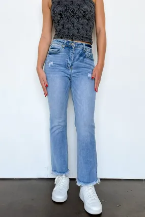 Lainey High Rise Raw Hem Straight Jeans