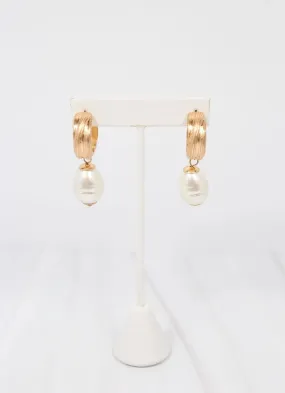 Lambert Hoop Earring with Pearl Drop GOLD