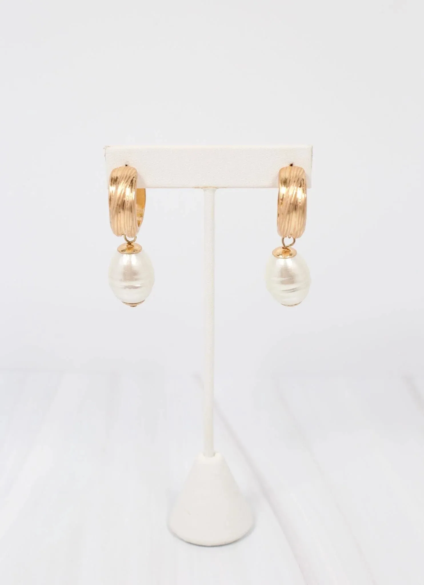 Lambert Hoop Earring with Pearl Drop GOLD