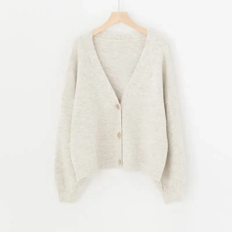 lantern sleeve cardigan Winter Solid Cashmere Casual Fashion Winter Knit sweaters