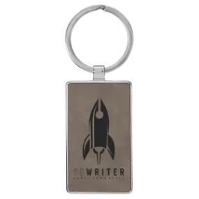 Leatherette/Metal Gray Keychain