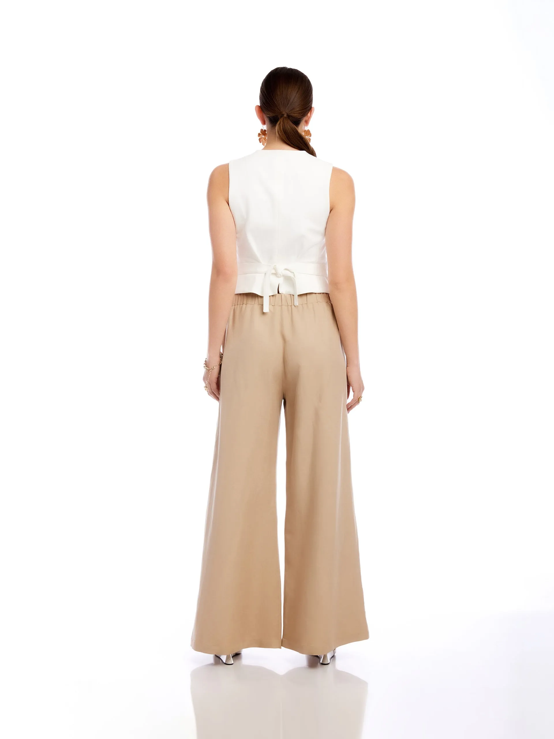 LILY WIDE LEG PANT - KHAKI