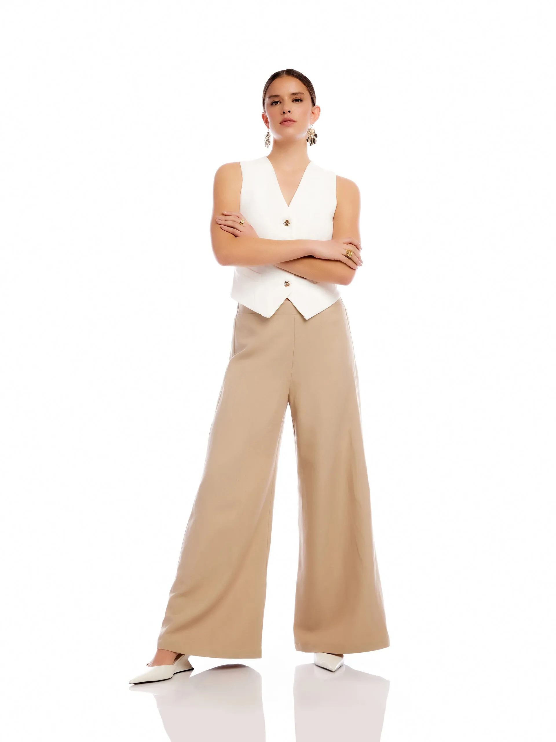 LILY WIDE LEG PANT - KHAKI