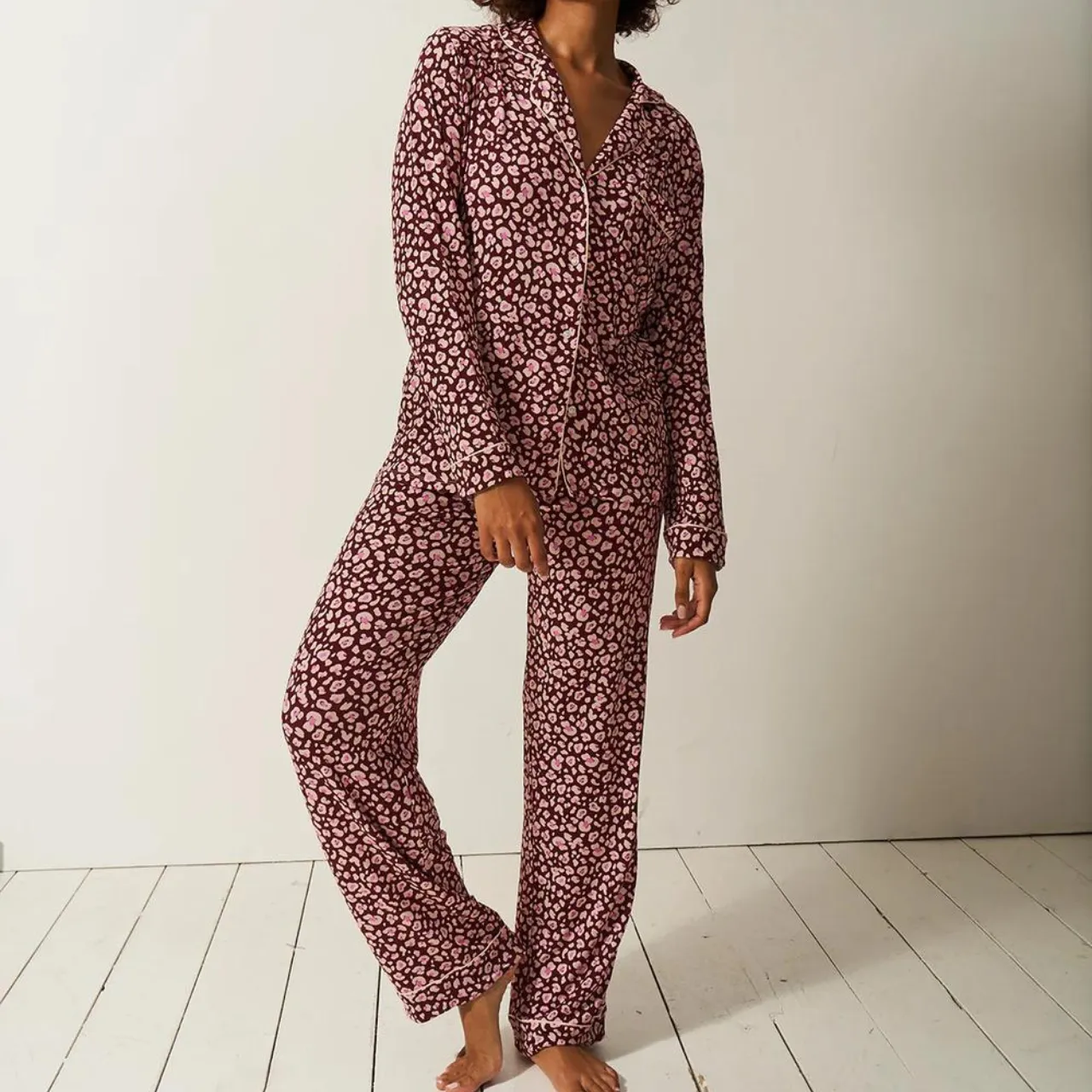 Long Pyjama Set - Rouge Leopard