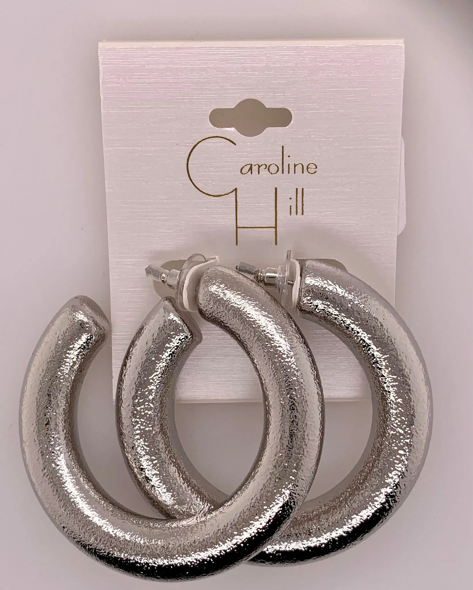 Lowry Textured Hoop Earring SHINY SILVER