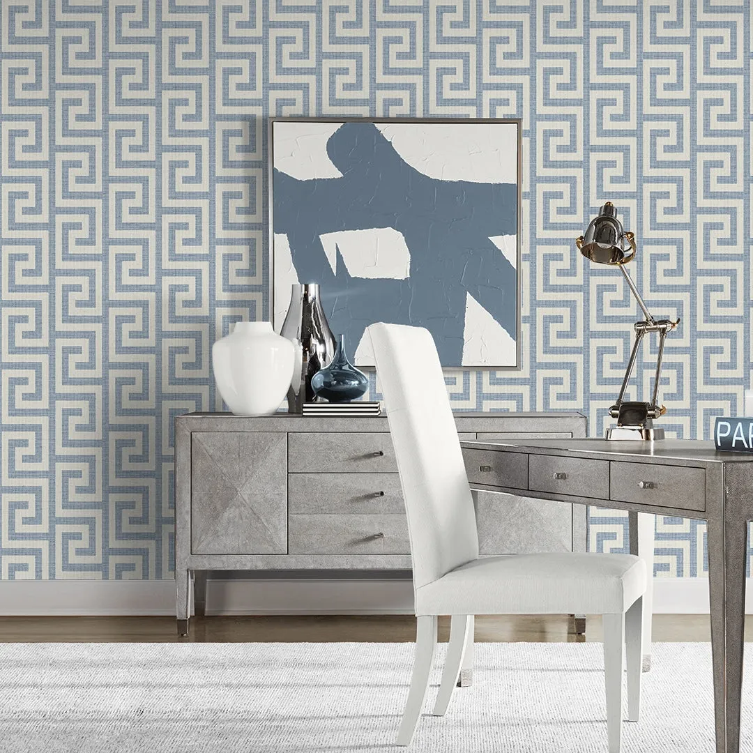 Luna Retreat Greek Key Coastal Haven Wallpaper