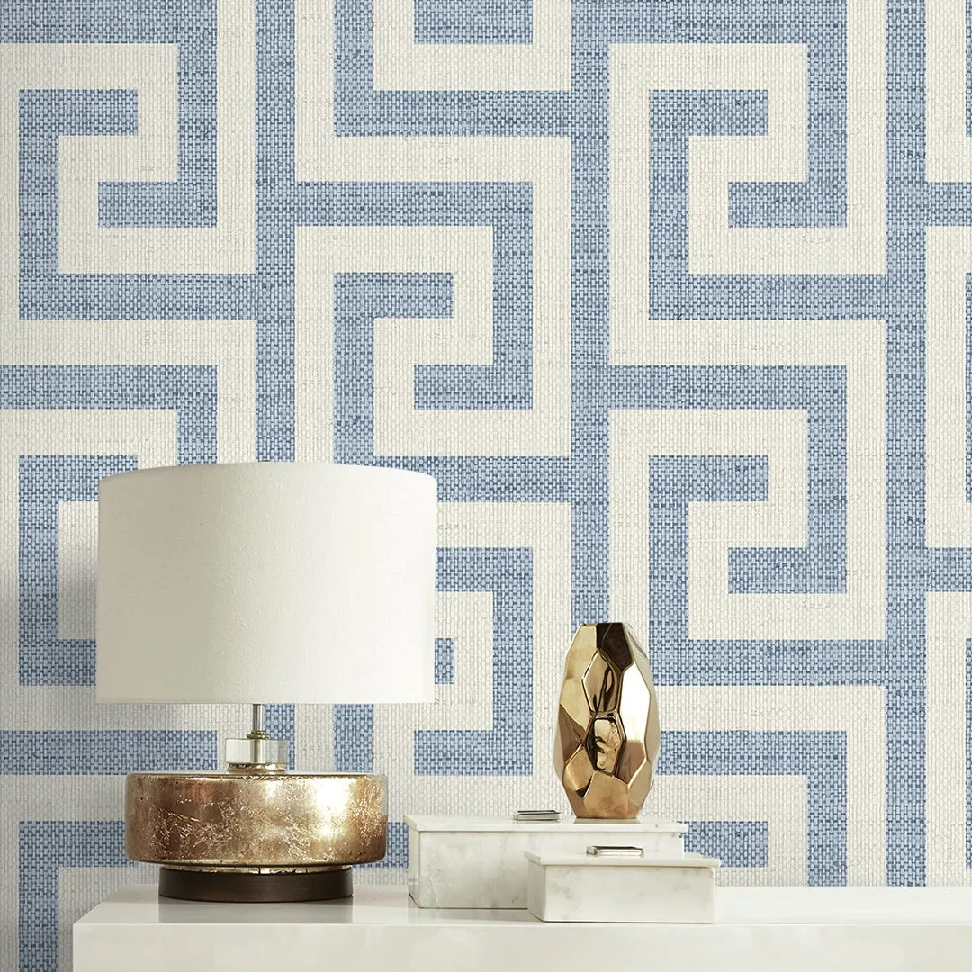 Luna Retreat Greek Key Coastal Haven Wallpaper