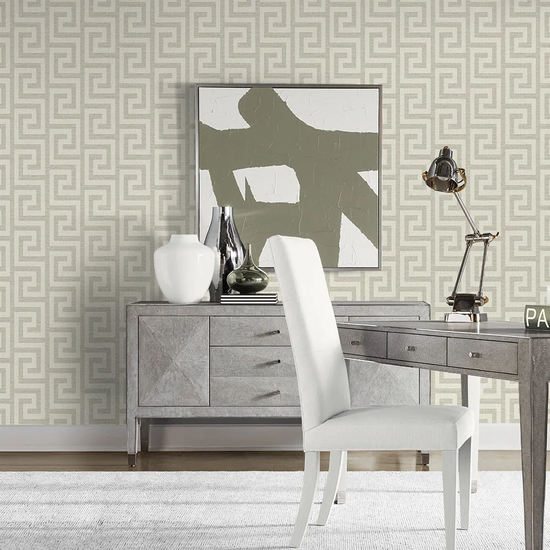 Luna Retreat Greek Key Coastal Haven Wallpaper