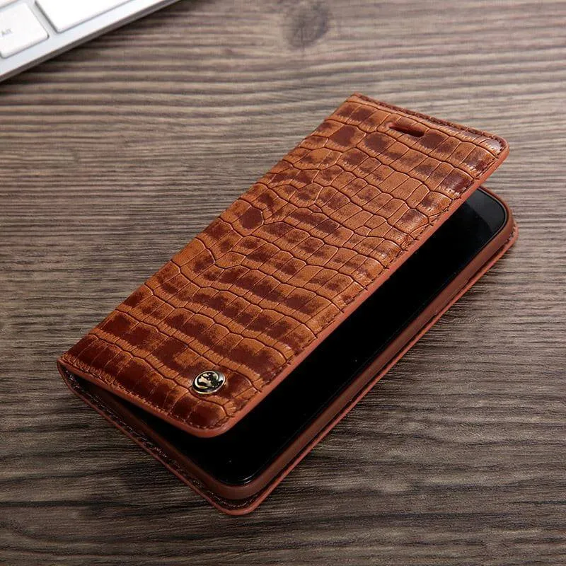 Luxury Flip Leather Crocodile Pattern Cases For iphone X and Other Models