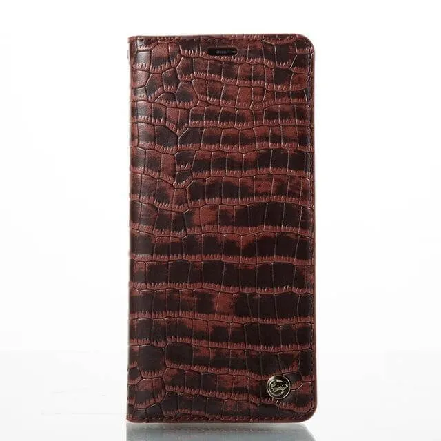 Luxury Flip Leather Crocodile Pattern Cases For iphone X and Other Models