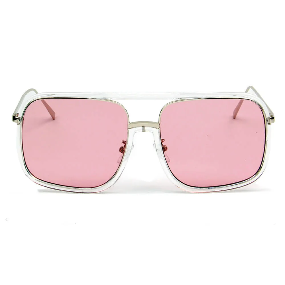 MAGNA | Oversized Pillowed Square Fashion Rim Aviator Design Sunglasses