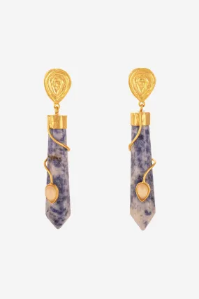 Marble Textured Stone Brass Earring