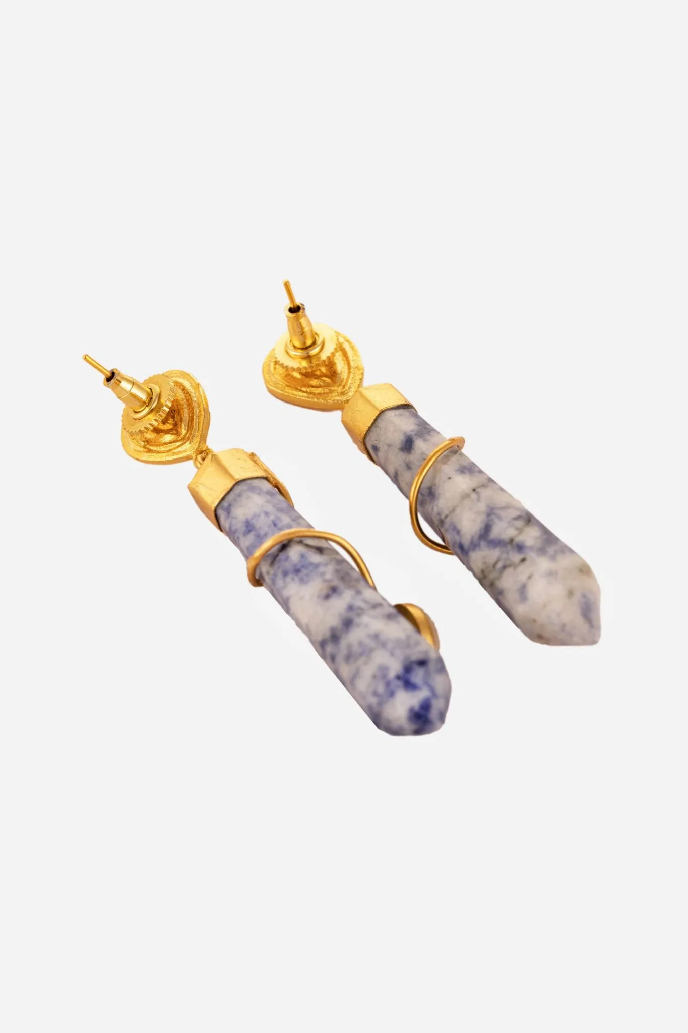 Marble Textured Stone Brass Earring