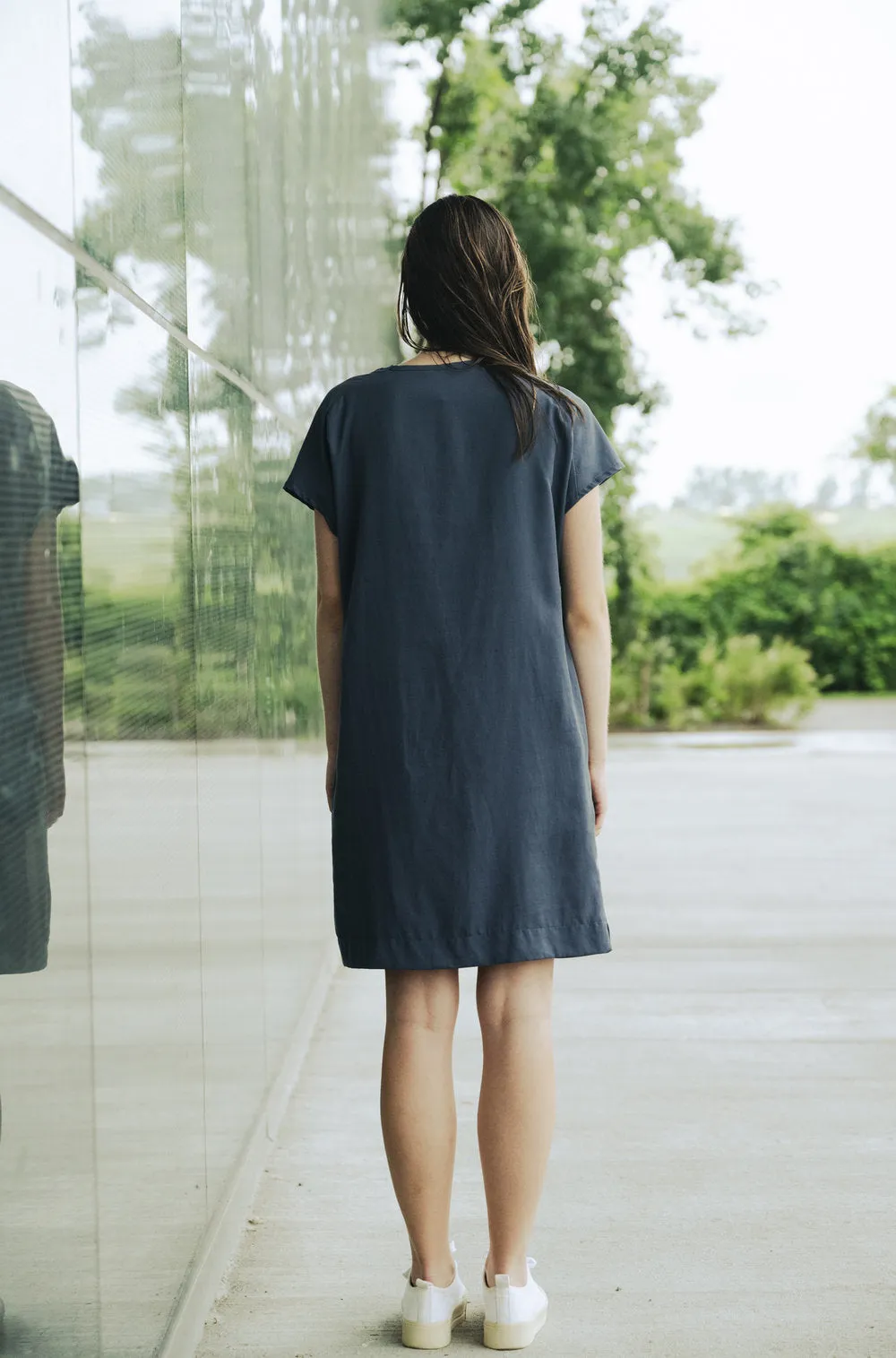 Maya Bay Dress in Navy Tencel