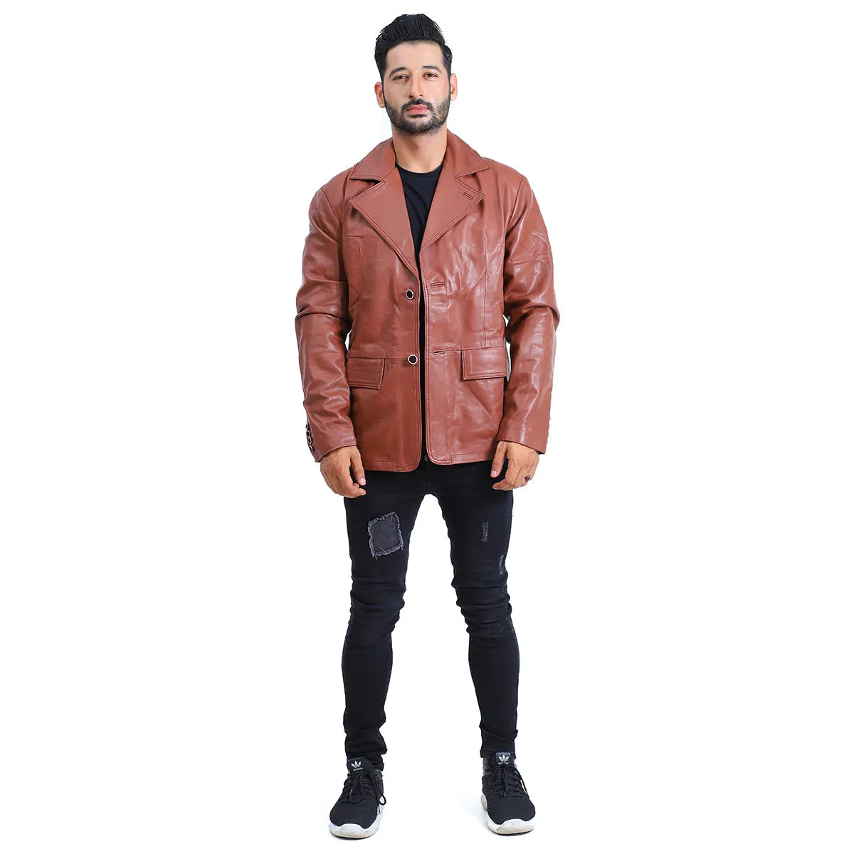 Men's Brown Waxed Leather Batman Leather Coat