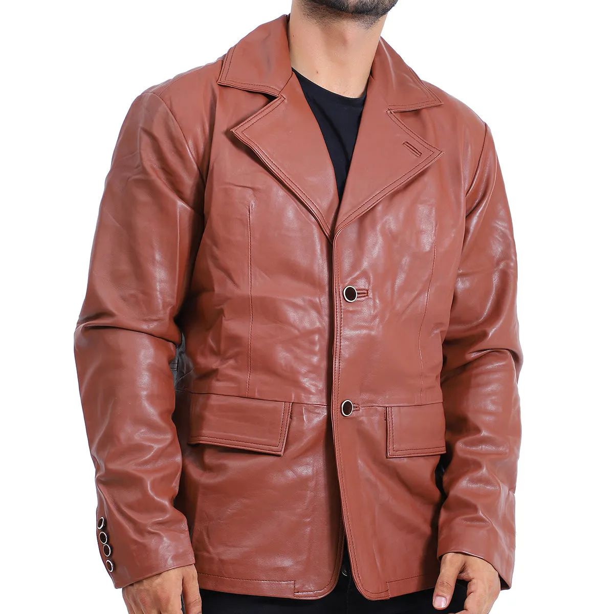 Men's Brown Waxed Leather Batman Leather Coat