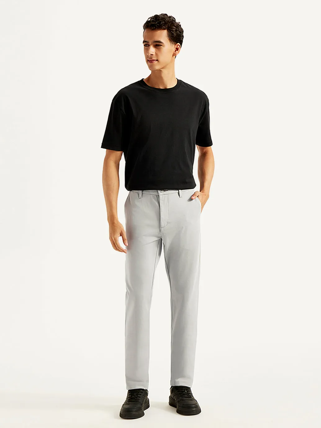 Men's Light-Grey Slim Fit Chinos