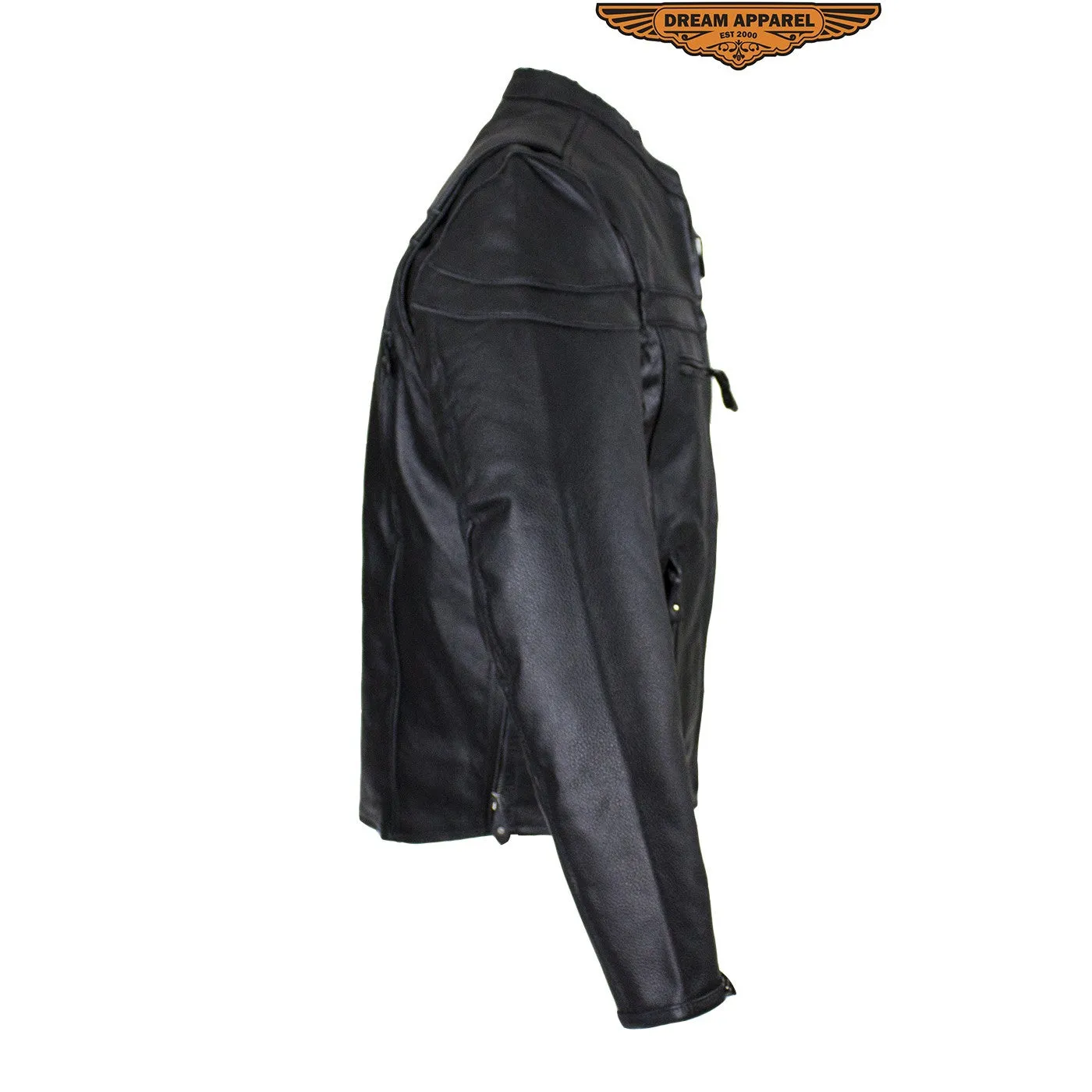 Men's Reflective Leather Concealed Carry Jacket