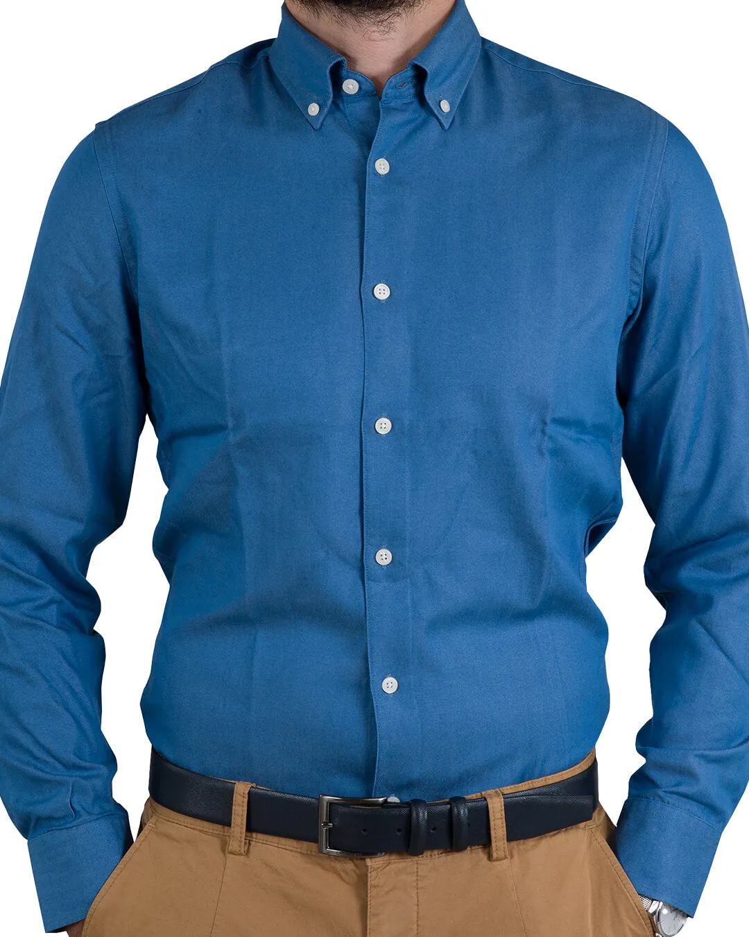 Mid Blue Tencel Button Down Shirt