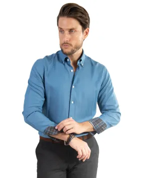 Mid Blue Tencel Button Down Shirt