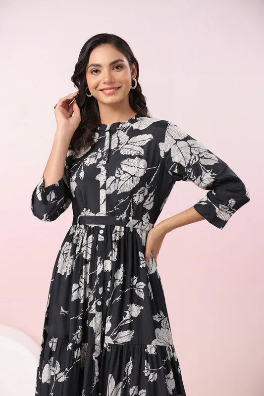 Midnight Blossom Maxi Noir Floral Dream Black Dress