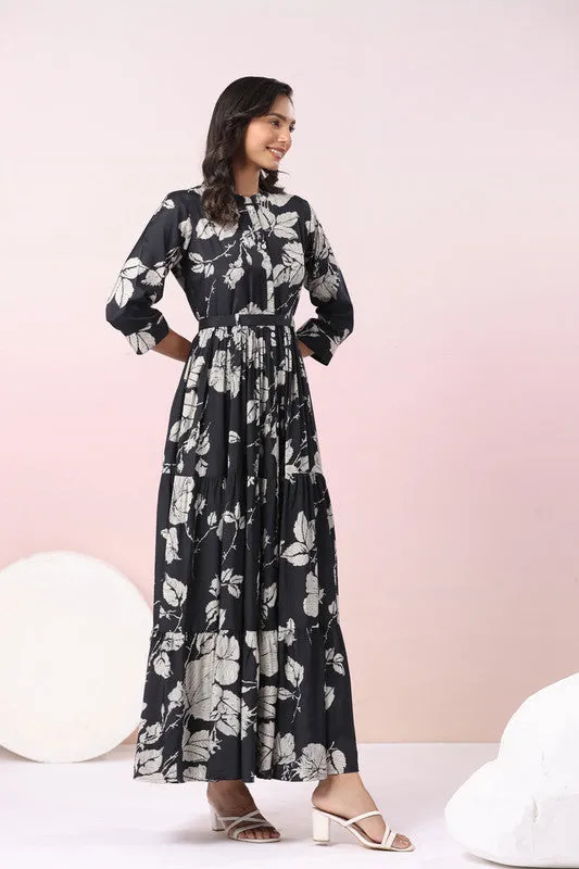 Midnight Blossom Maxi Noir Floral Dream Black Dress