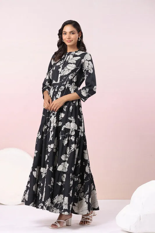 Midnight Blossom Maxi Noir Floral Dream Black Dress