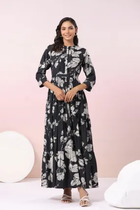 Midnight Blossom Maxi Noir Floral Dream Black Dress