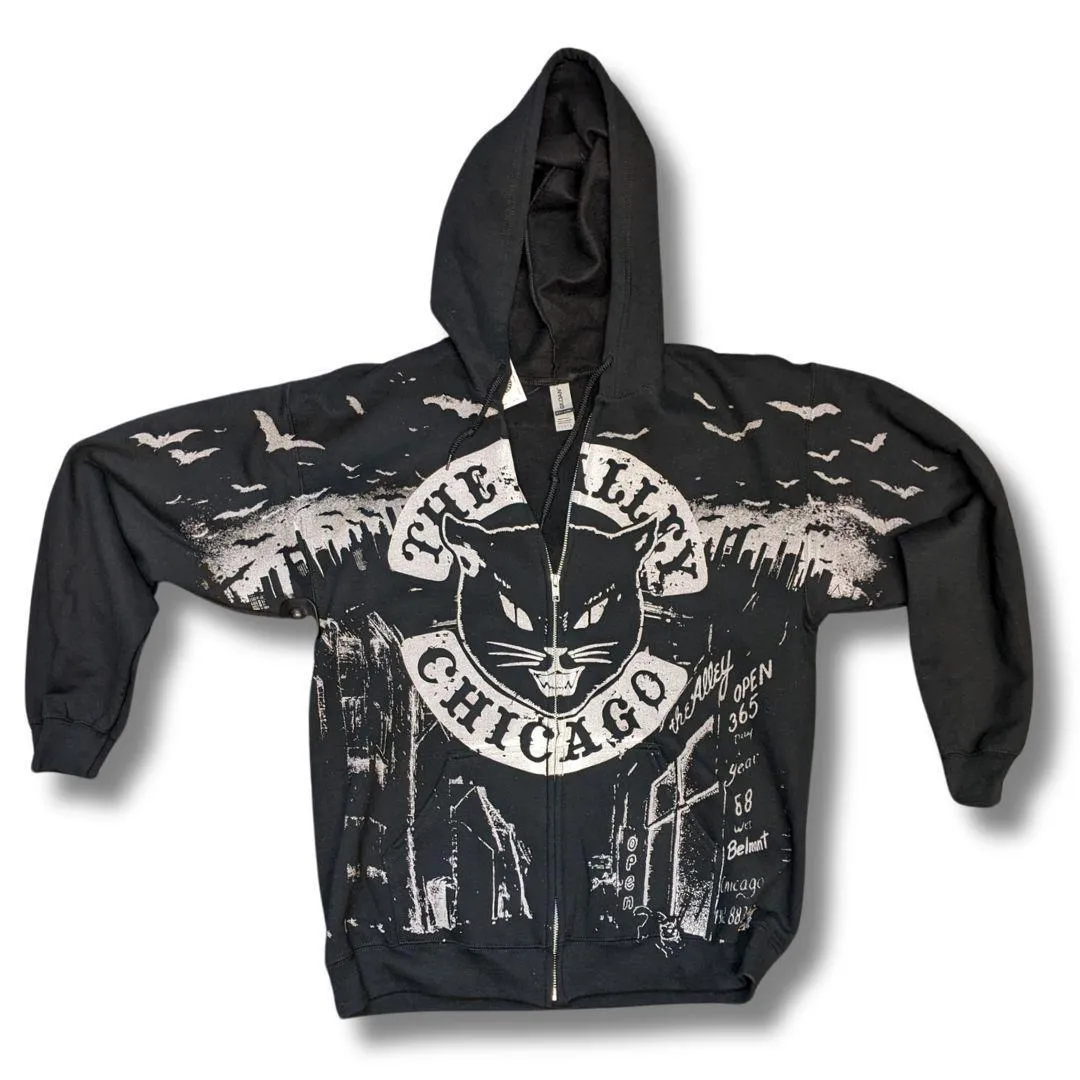 Monster Print Black Cat Hoodie