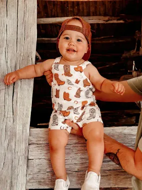 Muslin Overall Shortie, Cowboy Boots