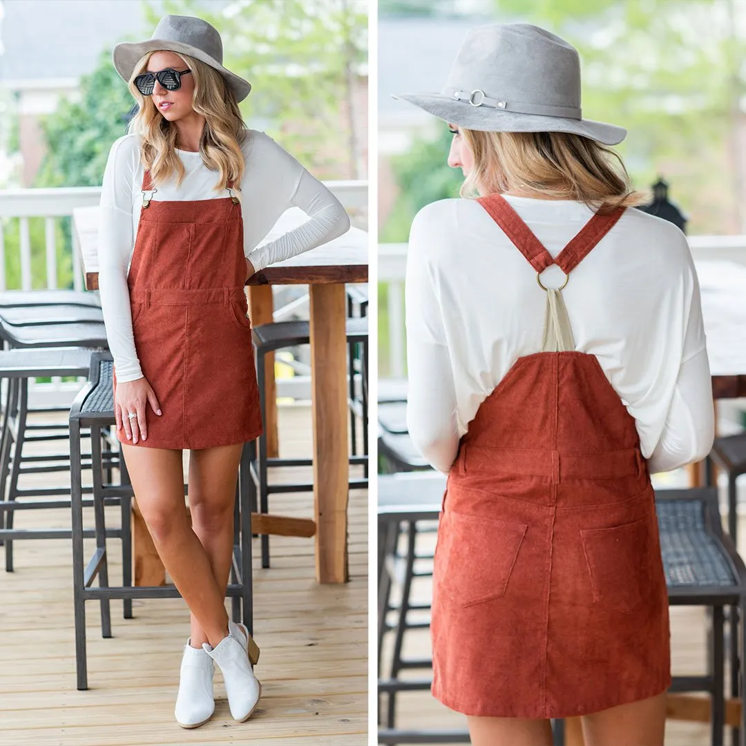 Need You Now Overall Dress, Marsala