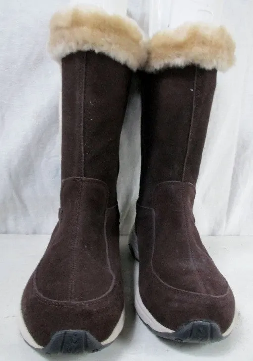 NEW Womens EASY SPIRIT TOPMASTERT Suede LEATHER Winter BOOTS Shoes BROWN 8.5 Lined