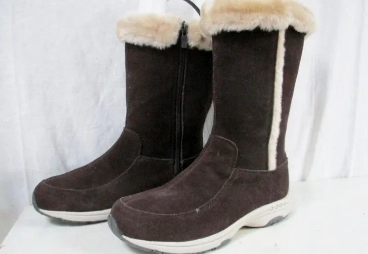 NEW Womens EASY SPIRIT TOPMASTERT Suede LEATHER Winter BOOTS Shoes BROWN 8.5 Lined