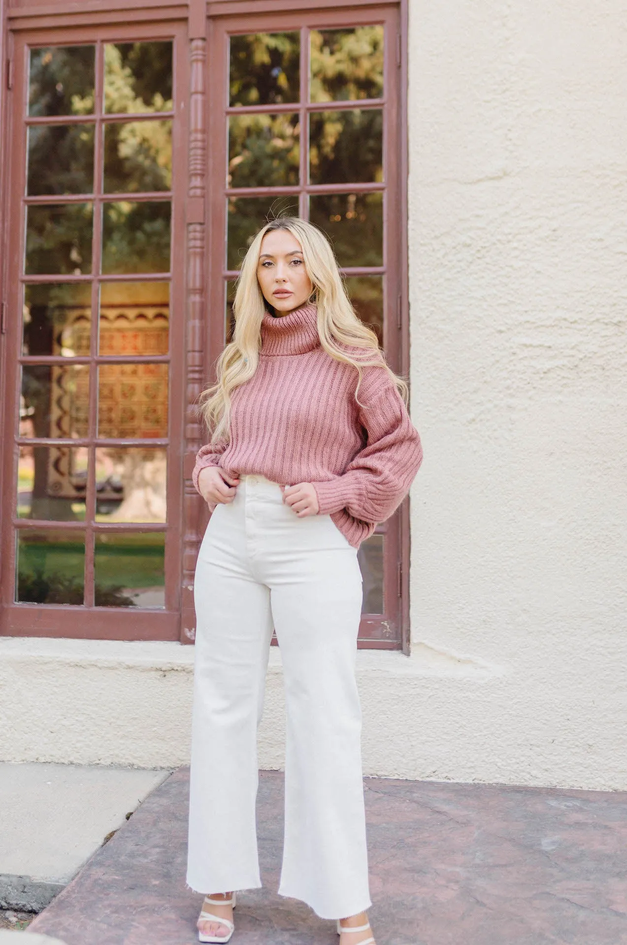 Olivia Ribbed Knitted Sweater - Rose Tan