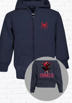 Personalised Boys Miles Morales' Zip Custom Hoodie with Back Print